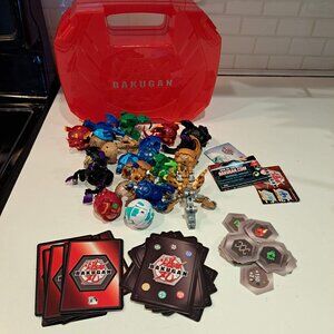 Bakugan toys cards and carrying case lot of 22